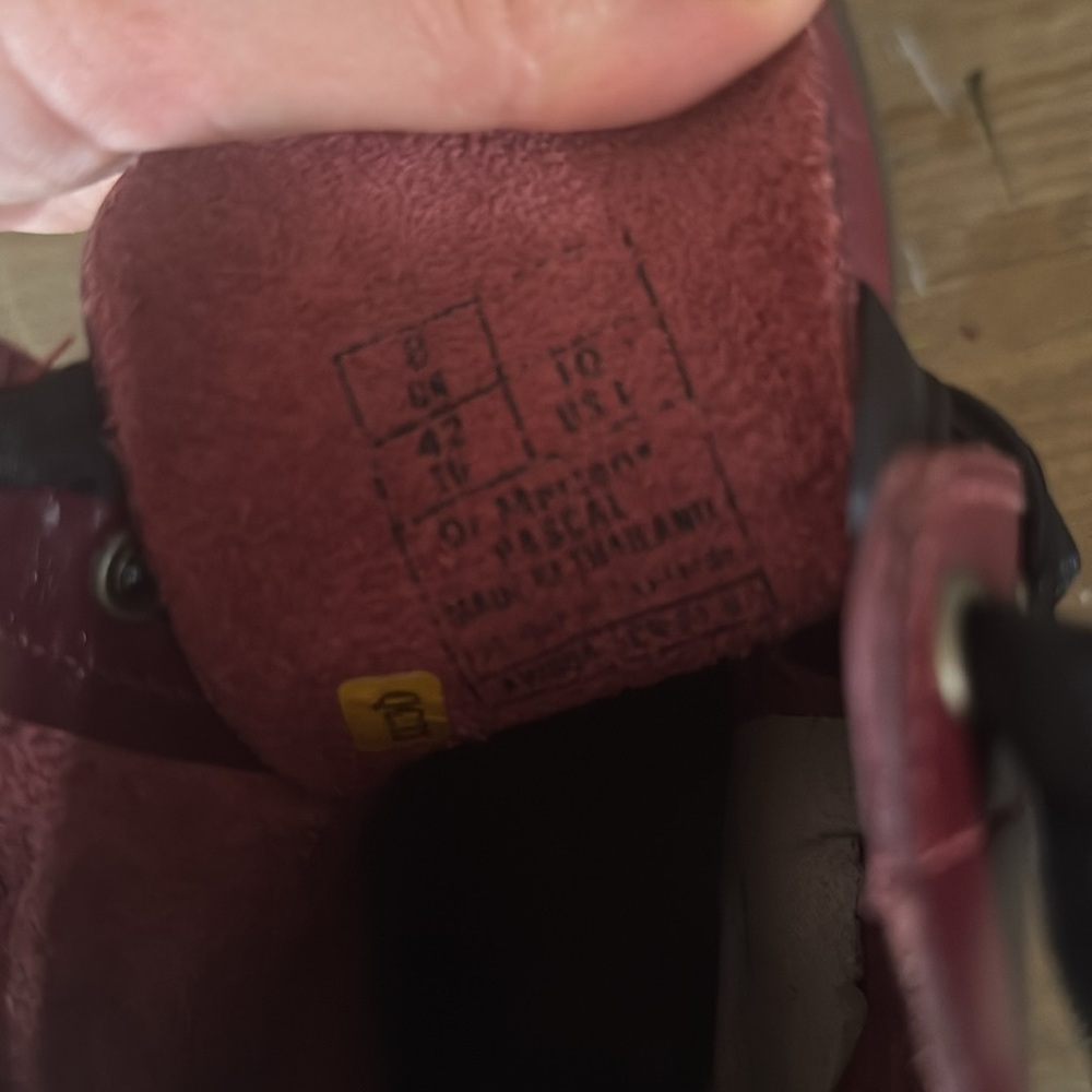 Dr. Martens Vintage Cherry Red Leather Boots with Black Silk Laces 10 - Picture 3 of 3